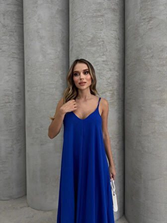 BİÇOMİ Aerobin uzun elbise saks mavisi pt