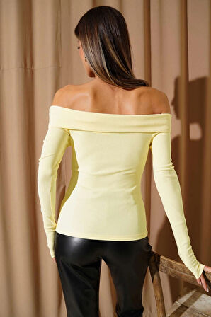 BİÇOMİ Madonna Çapraz Yaka Bluz Sarı t4331