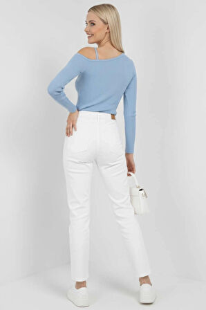 BİÇOMİ Tek Omuz İpli Bluz mavi t4328