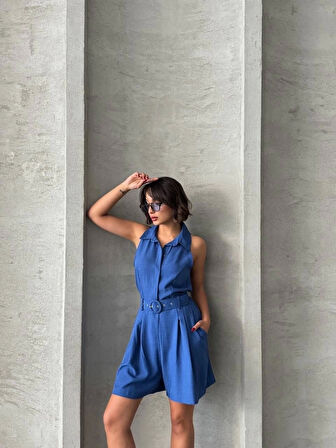 BİÇOMİ Yakalı şort tulum