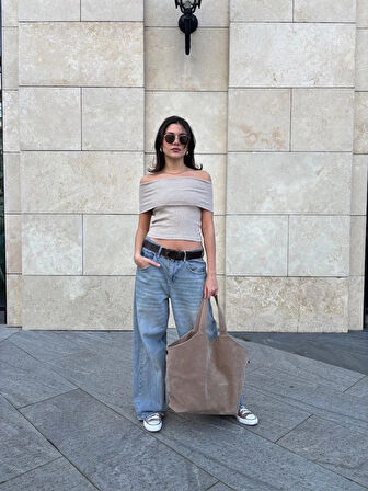 BİÇOMİ Madonna yaka sıfır kol bluz