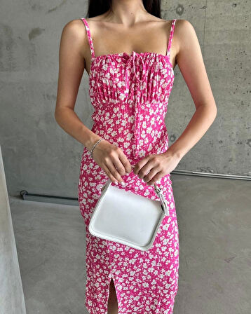 BİÇOMİ Kaşkorse Desenli askılı elbise