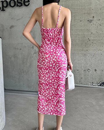BİÇOMİ Kaşkorse Desenli askılı elbise