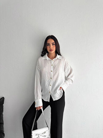 BİÇOMİ Çizgili oversize gömlek