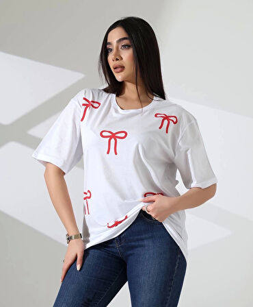 BİÇOMİ Kurdele baskılı tişört