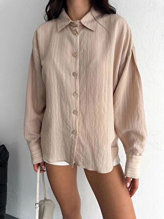 BİÇOMİ Çizgili oversize gömlek