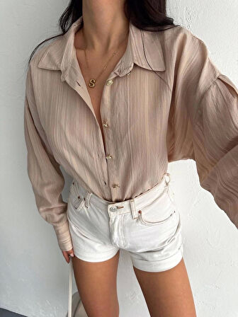 BİÇOMİ Çizgili oversize gömlek