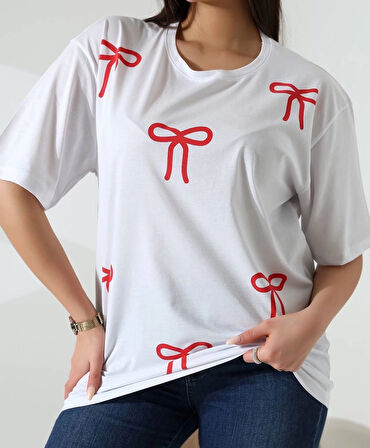 BİÇOMİ Kurdele baskılı tişört