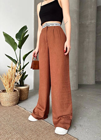 BİÇOMİ Flamlı kahve pantolon