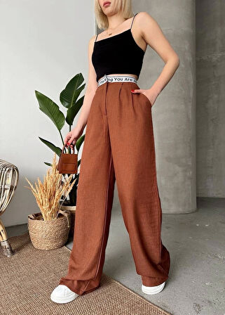 BİÇOMİ Flamlı kahve pantolon