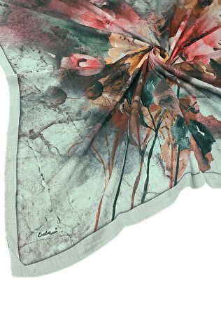 Enba Çiçek Desenli Pamuklu Eşarp 90x90 cm