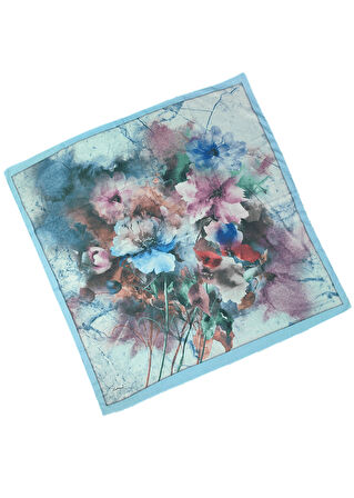 Enba Çiçek Desenli Pamuklu Eşarp 90x90 cm