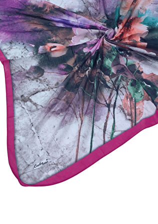 Enba Çiçek Desenli Pamuklu Eşarp 90x90 cm