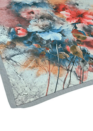 Enba Çiçek Desenli Pamuklu Eşarp 90x90 cm