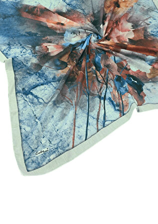 Enba Çiçek Desenli Pamuklu Eşarp 90x90 cm