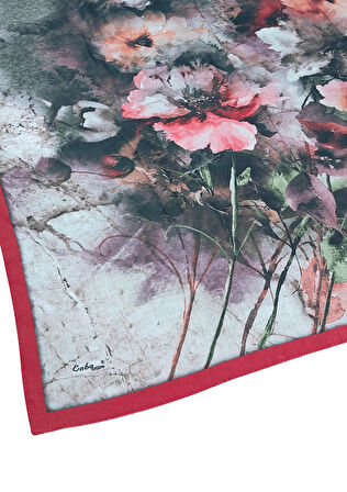 Enba Çiçek Desenli Pamuklu Eşarp 90x90 cm