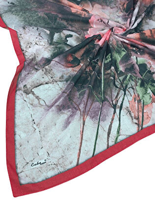 Enba Çiçek Desenli Pamuklu Eşarp 90x90 cm
