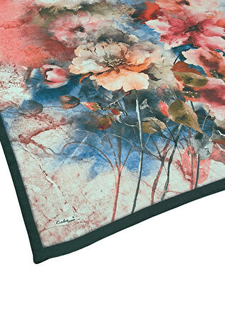Enba Çiçek Desenli Pamuklu Eşarp 90x90 cm