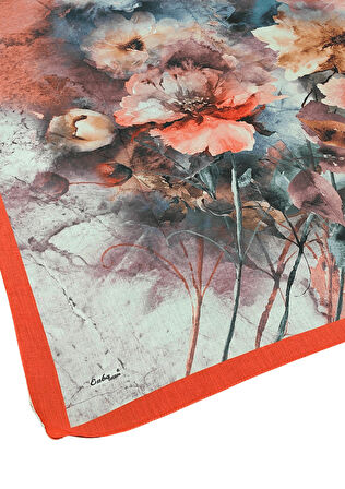 Enba Çiçek Desenli Pamuklu Eşarp 90x90 cm