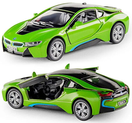 Kinsmart BMW İ8 Metal Diecast Çek Bırak 1:34 Ölçek Araba