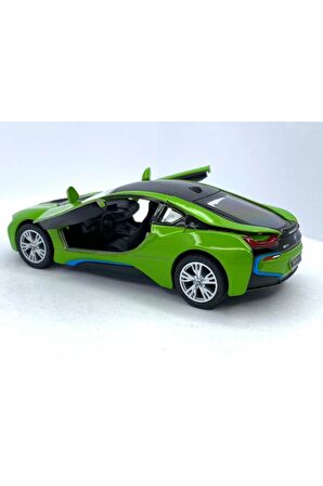 Kinsmart BMW İ8 Metal Diecast Çek Bırak 1:34 Ölçek Araba