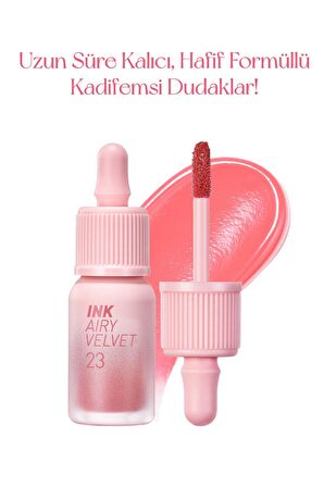 Uzun Süre Kalıcı Hafif Formüllü, Kadife Bitişli Tint Peripera Ink Airy Velvet(23 In The Peachlight)
