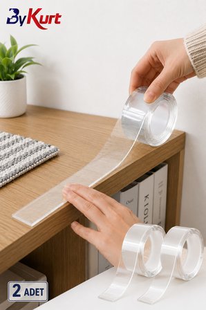 Sabitleme Bandı Seti  Çift Taraflı Nano Bant Güçlü Yapışkanlı Montaj 2 Adet