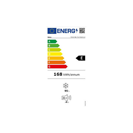 Beko 7032 MB E Enerji Sınıfı 95 Lt Statik Derin Dondurucu