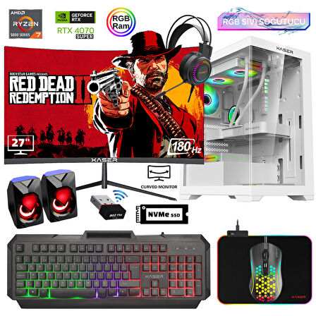 Xaser Xsr831 Ryzen 7 5700x 16GB Ram 512GB M.2 NVMe SSD 12GB RTX4070 SUPER 27"Curved 180Hz Sıvı Soğutma Oyuncu Bilgisayarı