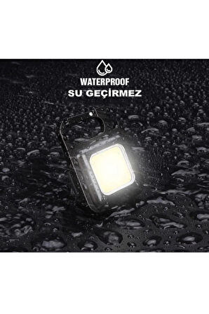 Mini Led Metal Anahtarlık El Feneri Flash Mıknatıslı Su Geçirmez Şişe Açaçaklı Şarjlı 