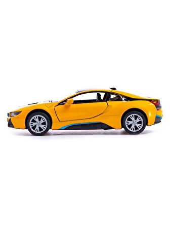 Kinsmart BMW İ8 Metal Diecast Çek Bırak 1:34 Ölçek Araba Sarı