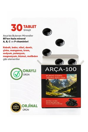 %100 Saf Mumiyo 30'lu Tablet Kırgızistan'dan İthal Shilajit