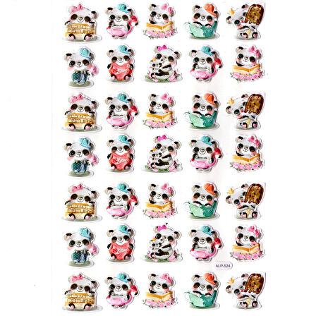 Sticker Kabartmalı A4 Boyutunda Stiker Defter, Planlayıcı Etiket-(lim524) - Şirin Panda