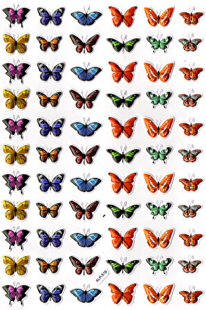 Sticker Kabartmalı A4 Boyutunda Stiker Defter, Planlayıcı Etiket-(lim519) - Renkli Minik Kelebekler