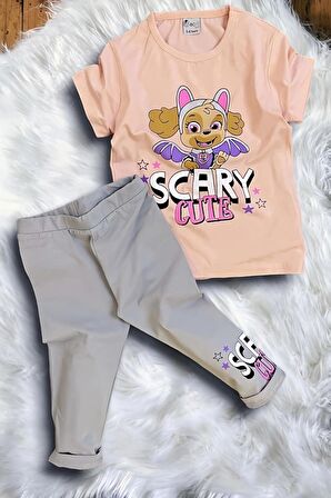 Paw Patrol Skye Baskılı Pembe Renk Kız Çocuk Taytlı Takım