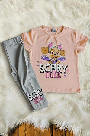 Paw Patrol Skye Baskılı Pembe Renk Kız Çocuk Taytlı Takım