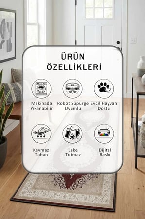 Ehl-78 Yıkanabilir Kaymaz Taban Dijital Baskılı Yolluk Halı