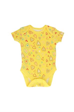 Kız Bebek %100 Pamuk Kalp ve Gökkuşağı Desenli Çok Renkli 7'li Bodysuit Zıbın