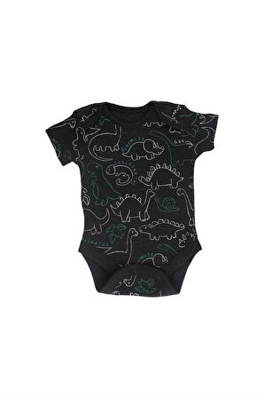 Bebek %100 Pamuk Dinazor Baskılı Çok Renkli 7'li Bodysuit / Zıbın