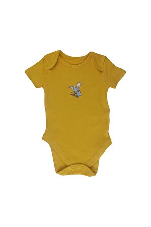 Bebek %100 Pamuk Disney Karakterleri Baskılı Hardal Renkli 5'li Bodysuit / Zıbın