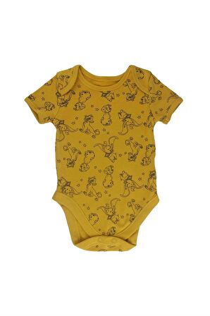 Bebek %100 Pamuk Disney Karakterleri Baskılı Hardal Renkli 5'li Bodysuit / Zıbın