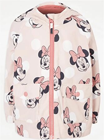 Kız Çocuk Disney Minnie Mouse Baskılı İnce Polar Astarlı Pembe Mac - Yağmurluk