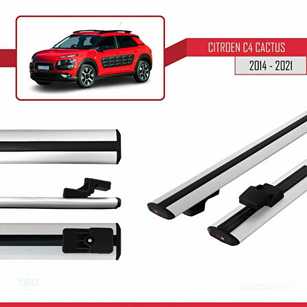 Citroen C4 Cactus 2014-2021 Arası ile Uyumlu BASIC Model Ara Atkı Tavan Barı Gri 2 Adet