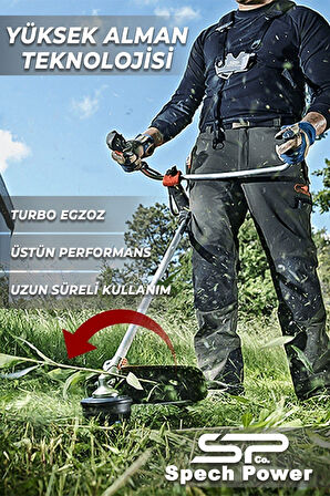 U.S.A 2.1 Hp Benzinli Yan Tipi Ot Çalı Çim Tırpan Makinesi Çim Biçme Tırpanı + Canavar Başlık