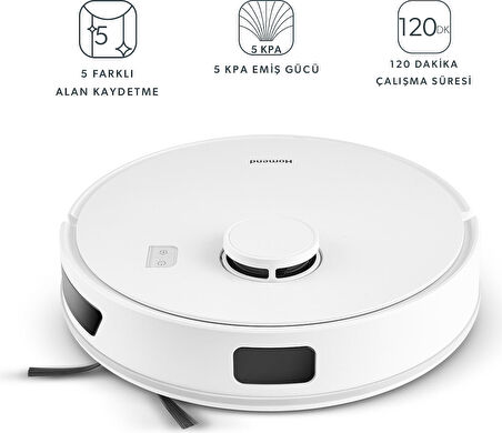 Homend Alex Laser 1291H Moplu ve Haritalamalı Akıllı Robot Süpürge Beyaz