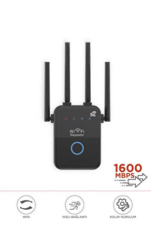 AC35Q Siyah Wi-Fi Router 1600Mbps Çift Bant 4 Anten