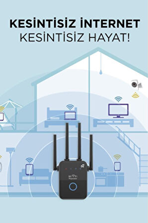 AC35Q Siyah Wi-Fi Router 1600Mbps Çift Bant 4 Anten