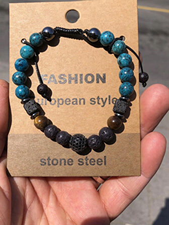 Doğal Taş Stone Steel Bileklik Zooying bileklik