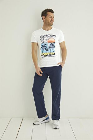 Gleymor Erkek Güneş ve Palmiye Baskılı "Long Beach" Pijama Takımı 22094