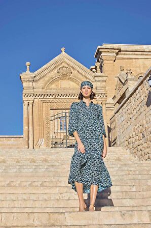 Monamise Kadın Etnik Desenli Truvakar Kollu Elbise 23017 